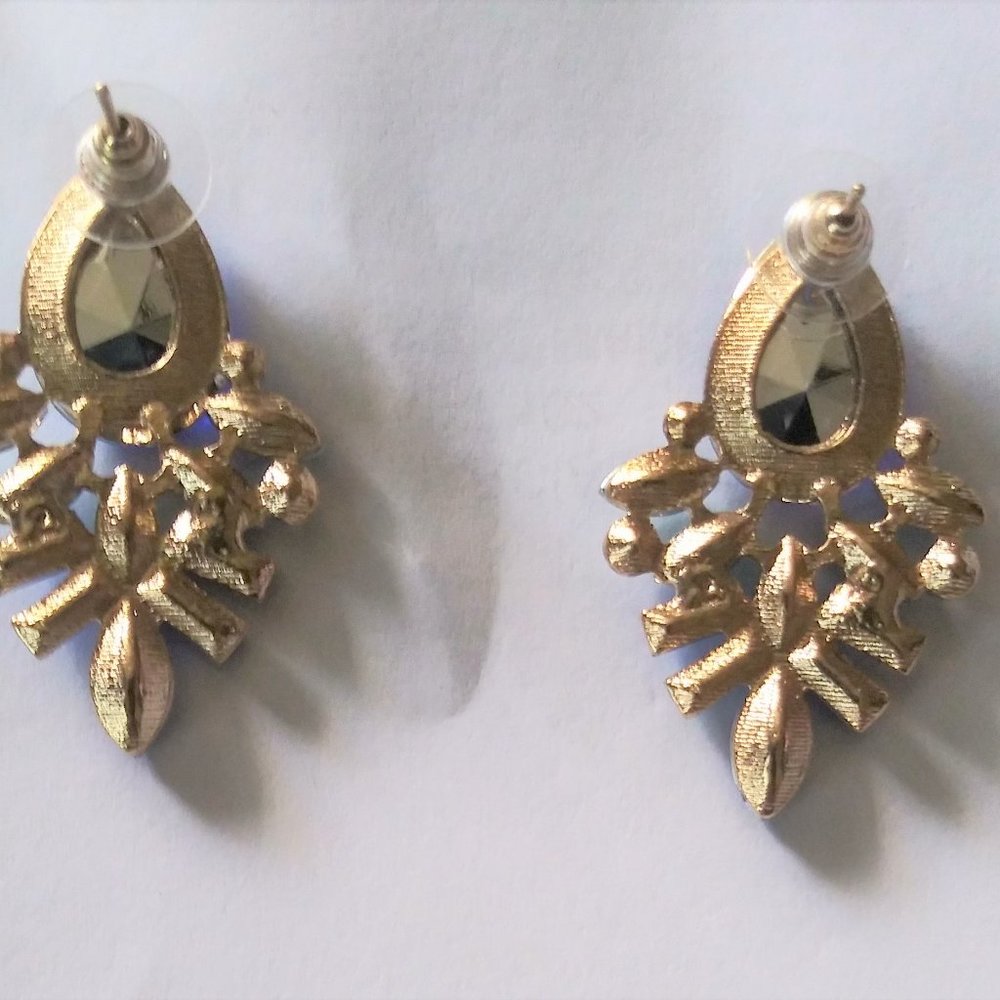 Women's Rhinestones Earrings Blue Multicolor Pierced Ears - Picture 6 of 9